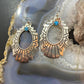 Tommy & Rosita Singer Sterling Turquoise Dot Stamped Dangle Earrings For Women
