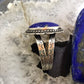 Carolyn Pollack Sterling  Silver Oval Lapis Decorated Split Shank Ring Size 9 For Women
