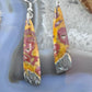 Sterling Silver Elongated Triangle Red Marcasite Slab Dangle Earrings For Women #228