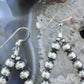 Native American Sterling Silver  5-7 mm Navajo Pearl Beads with CZ Dangle Hoop Earrings For Women