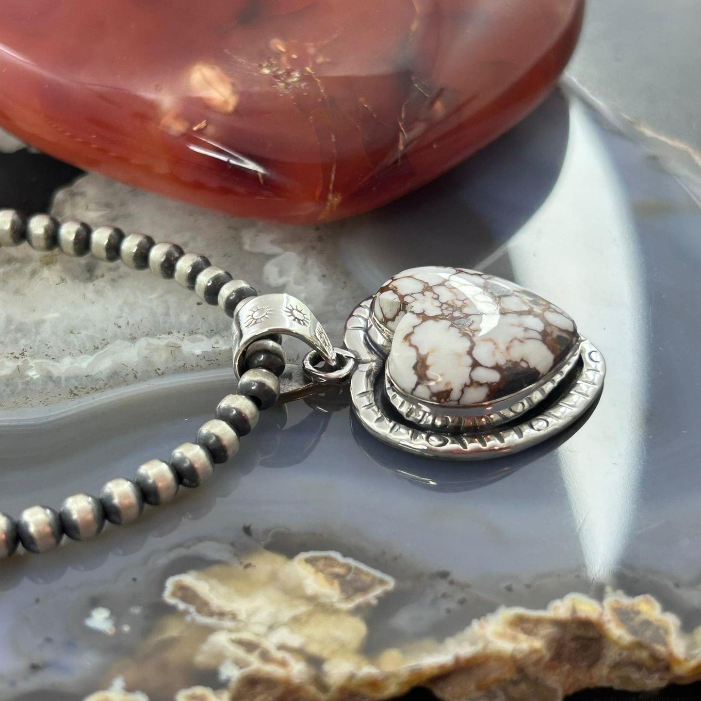 Sterling Silver Southwestern Style Wild Horse Decorated Heart Pendant For Women