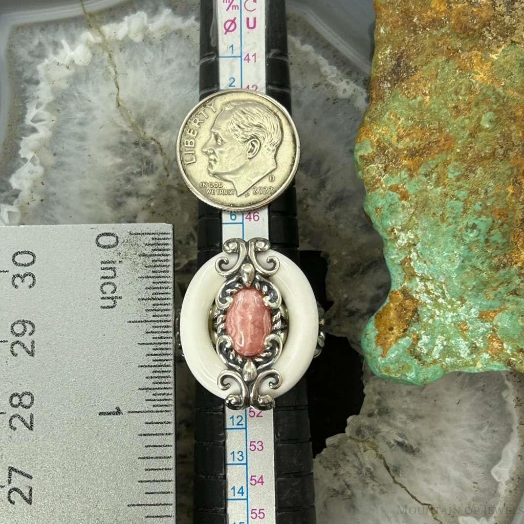 Carolyn Pollack Sterling Silver White Agate & Rhodochrosite Ring Size 5.25 For Women