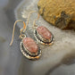 Native American Sterling Silver Oval Rhodochrosite Dangle Earrings For Women