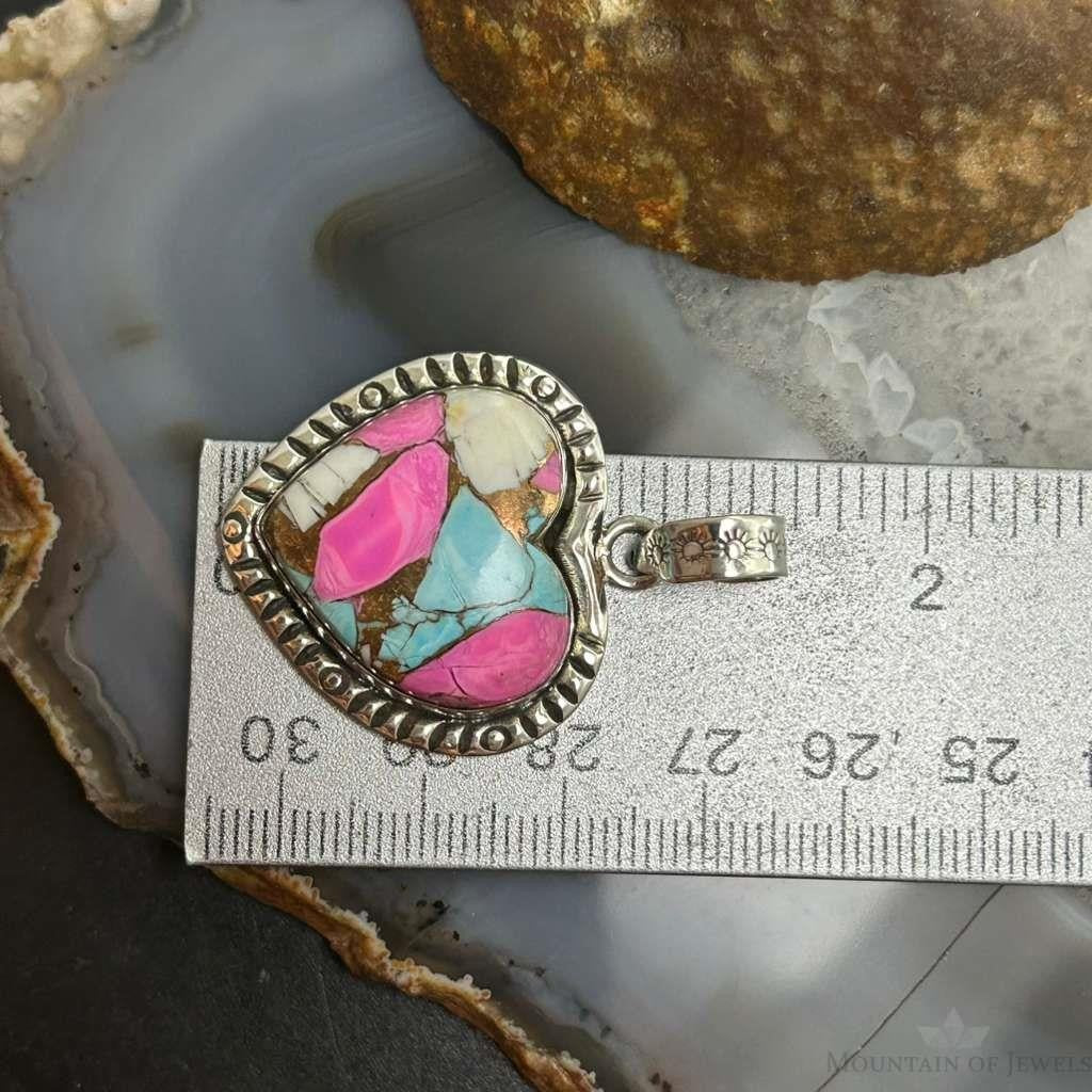 Sterling Silver Southwestern Style Cotton Candy Heart Pendant For Women