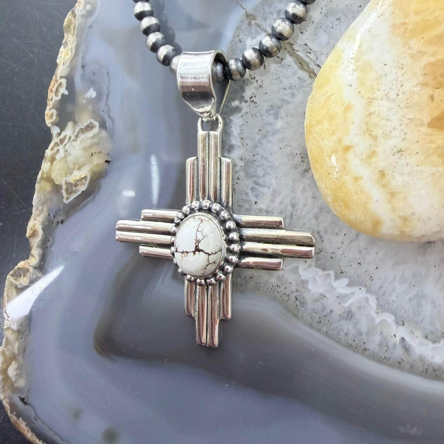 Sterling Silver Southwestern Style Oval Wild Horse Unisex Zia Pendant