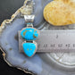 Native American Sterling Silver 2 Turquoise Decorated Pendant For Women