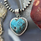 Sterling Silver Southwestern Style Chrysocolla Heart Decorated Pendant For Women
