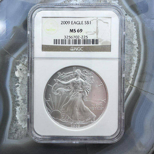 2009 US 1.0oz .999 Fine Silver American Silver Eagle NGC MS69 #3256702-225EX