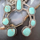 Vintage Native American Sterling Silver Kingman Turquoise Squash Blossom For Women