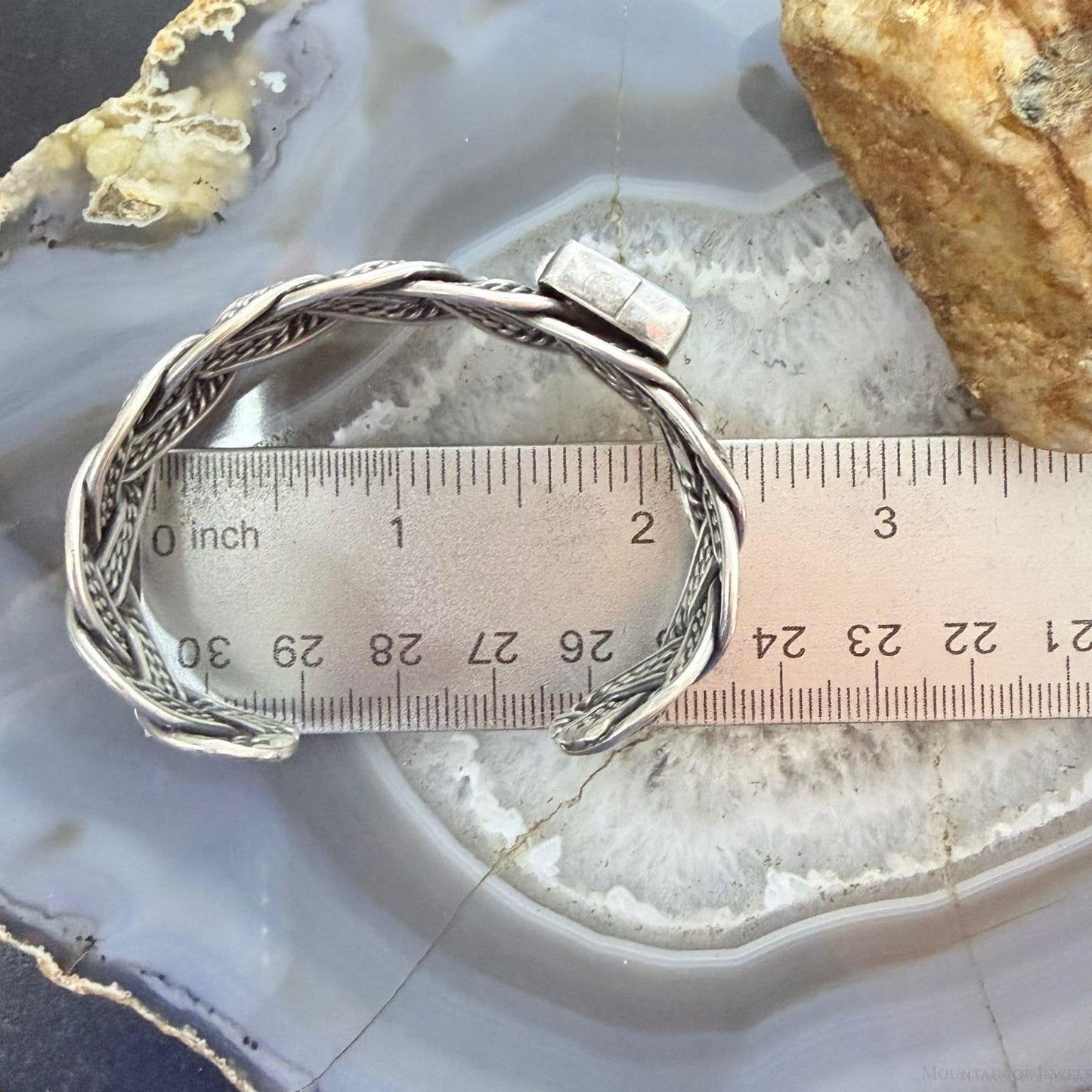 Sterling Silver Woven Rope With Square Turquoise Fashion Bracelet For Women