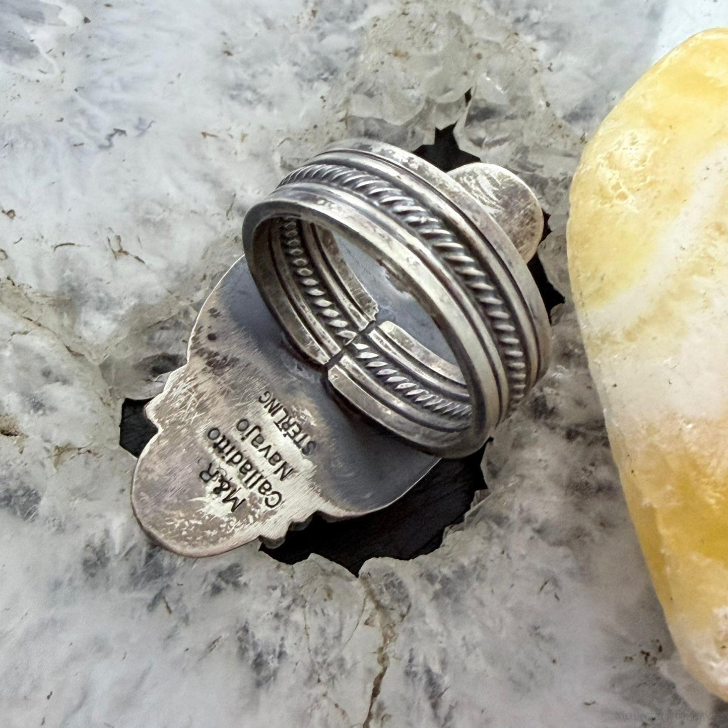 Michael Calladitto Native American Sterling Silver Turquoise Ring Size 8 For Women