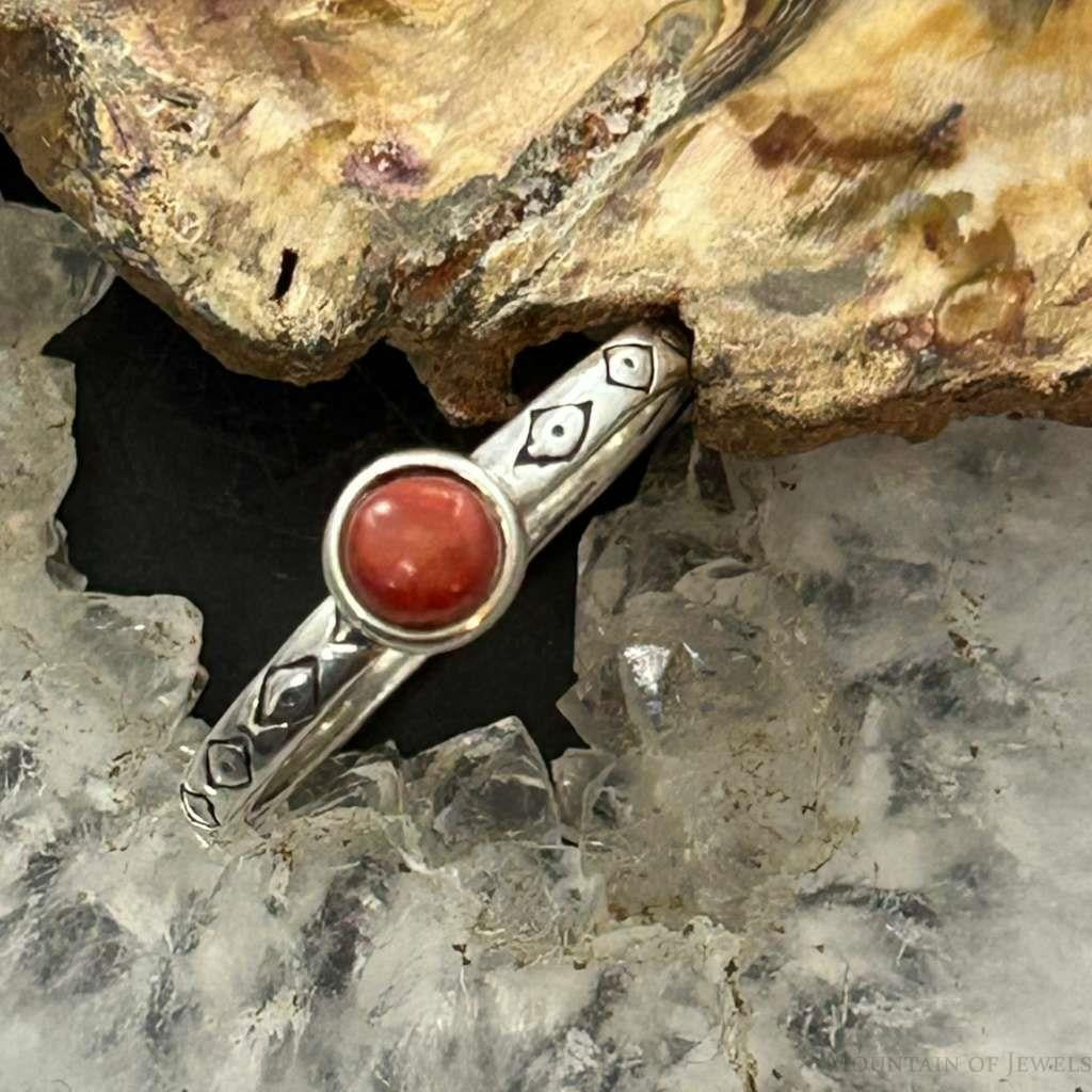 Carolyn Pollack Sterling Silver Orange Spiny Oyster Slim Ring Size 9.5 For Women