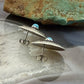 Native American Sterling Silver Stamped Rounded Concho w/Turquoise Stud Earrings For Women