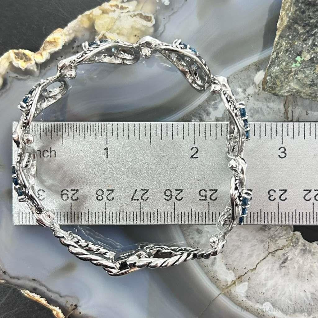 Carolyn Pollack Sterling Silver 18 Faceted Blue Topaz Foldover Link Bracelet For Women