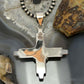 Sterling Silver Southwestern Style Round White Buffalo Unisex Zia Pendant #2