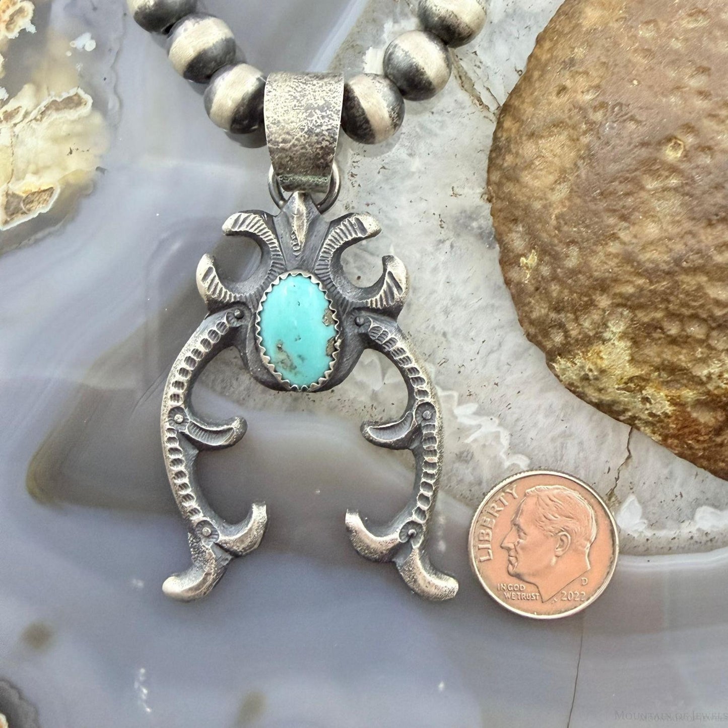 Eva & Linberg Billah Sterling Silver Turquoise Decorated Unisex Naja Pendant