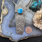 Joel Pajarito Sterling Silver Blue Ridge Turquoise Tufa Cast Decorated Unisex Pendant