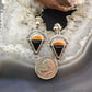 Carolyn Pollack Sterling Silver Orange Spiny Oyster & Onyx Decorated Dangle Earrings