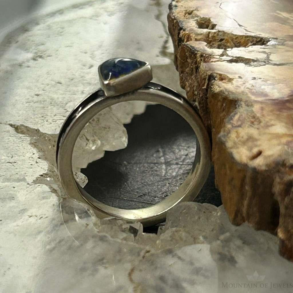 Carolyn Pollack Sterling Silver Chip Inlay Lapis Slim Ring Size 5 For Women