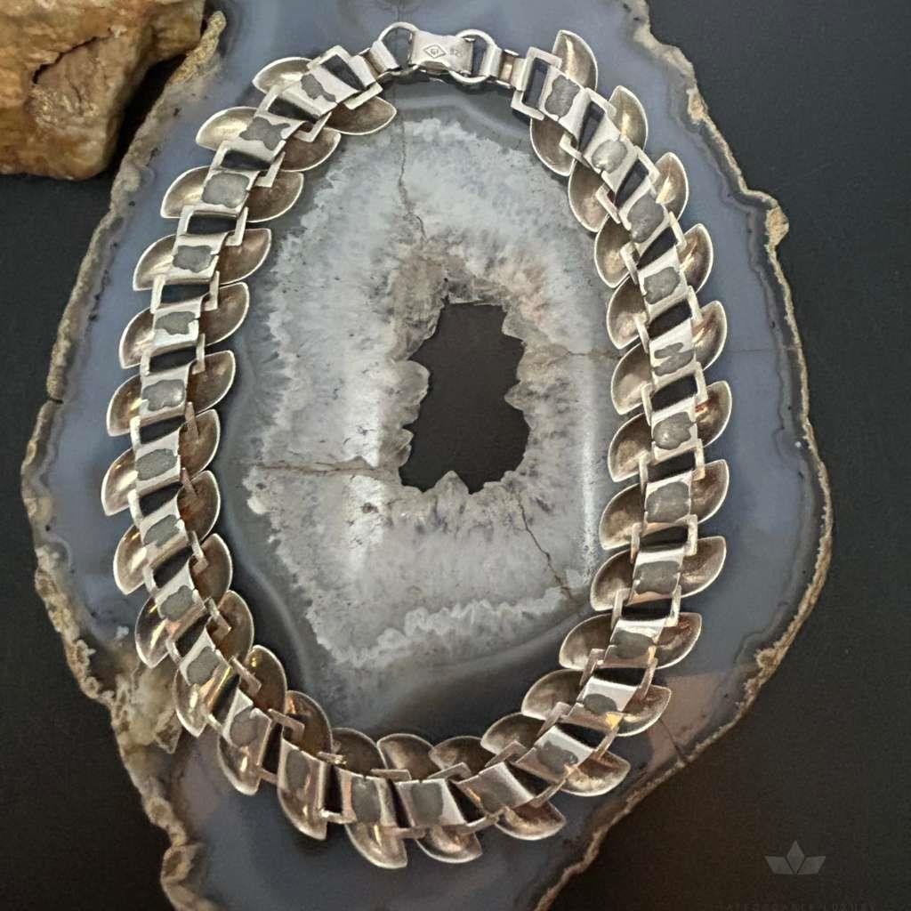 Vintage Sterling Silver Leaf Style 15" Linked Necklace For Women