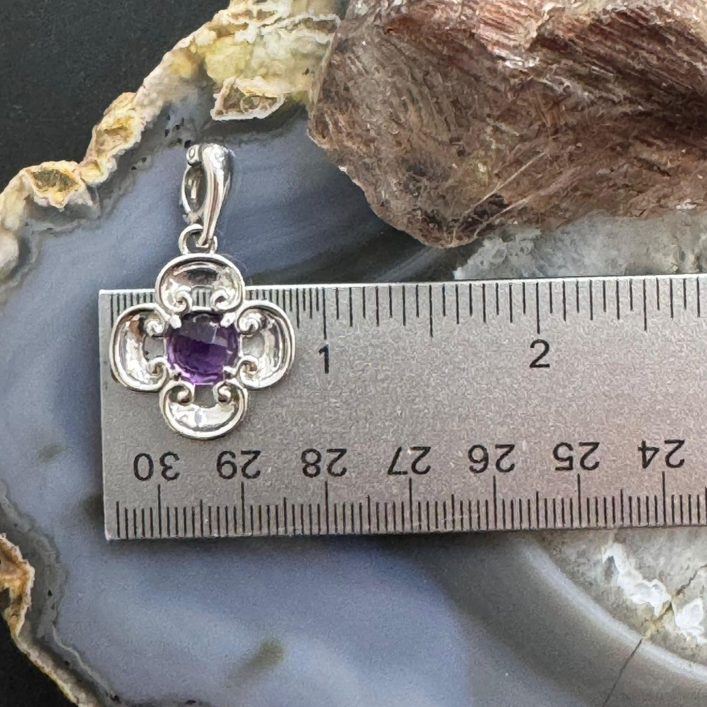 Carolyn Pollack Sterling Silver Faceted Round Amethyst Enhancer Pendant For Women