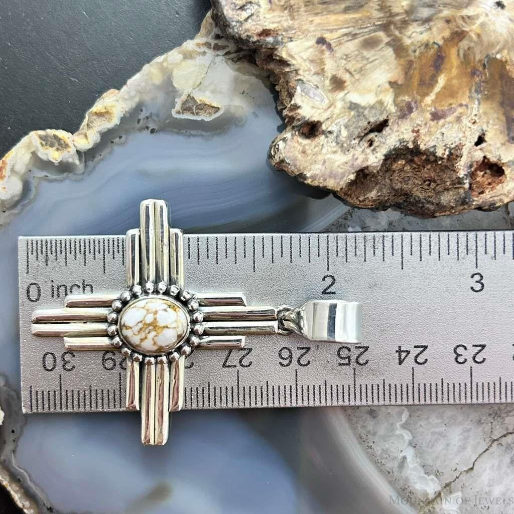 Sterling Silver Southwestern Style Oval Wild Horse Unisex Zia Pendant