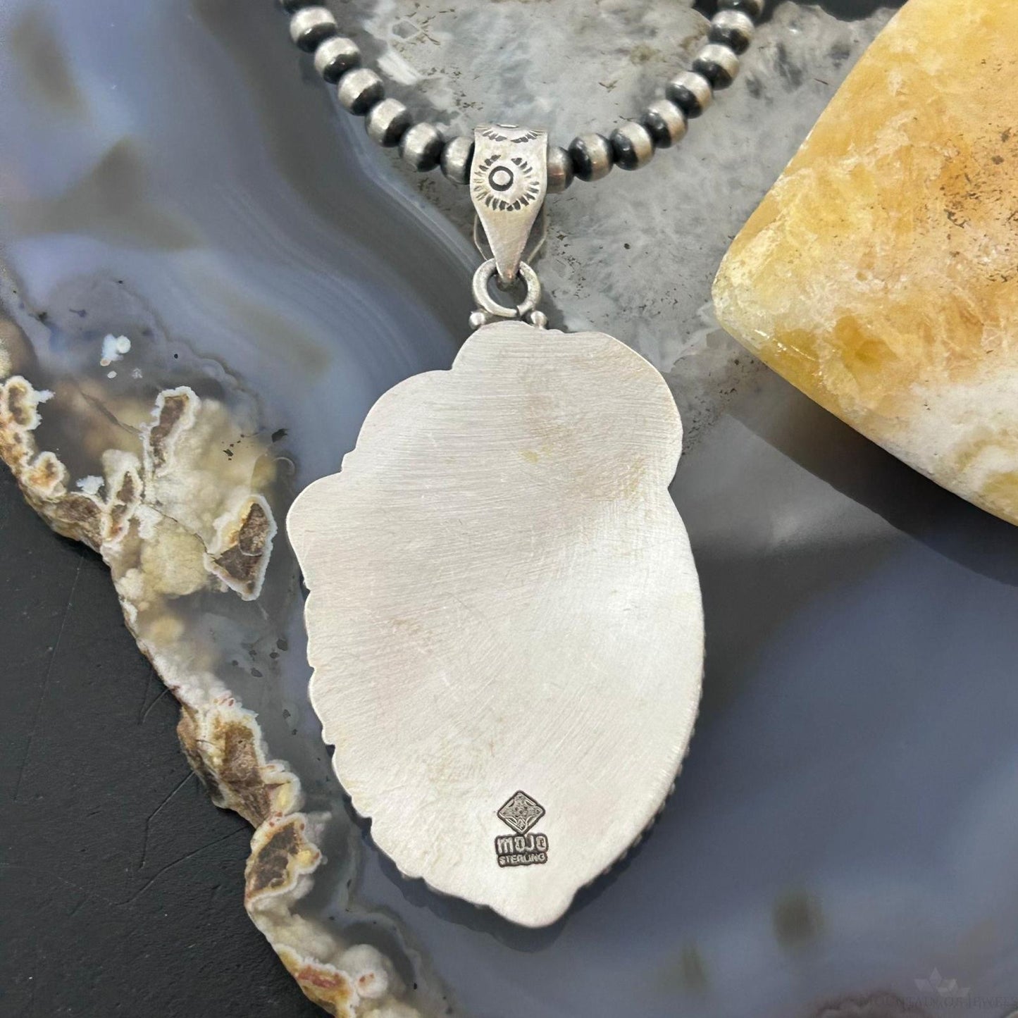 Sterling Silver Southwestern Style Oval Peanut Obsidian Pendant For Women