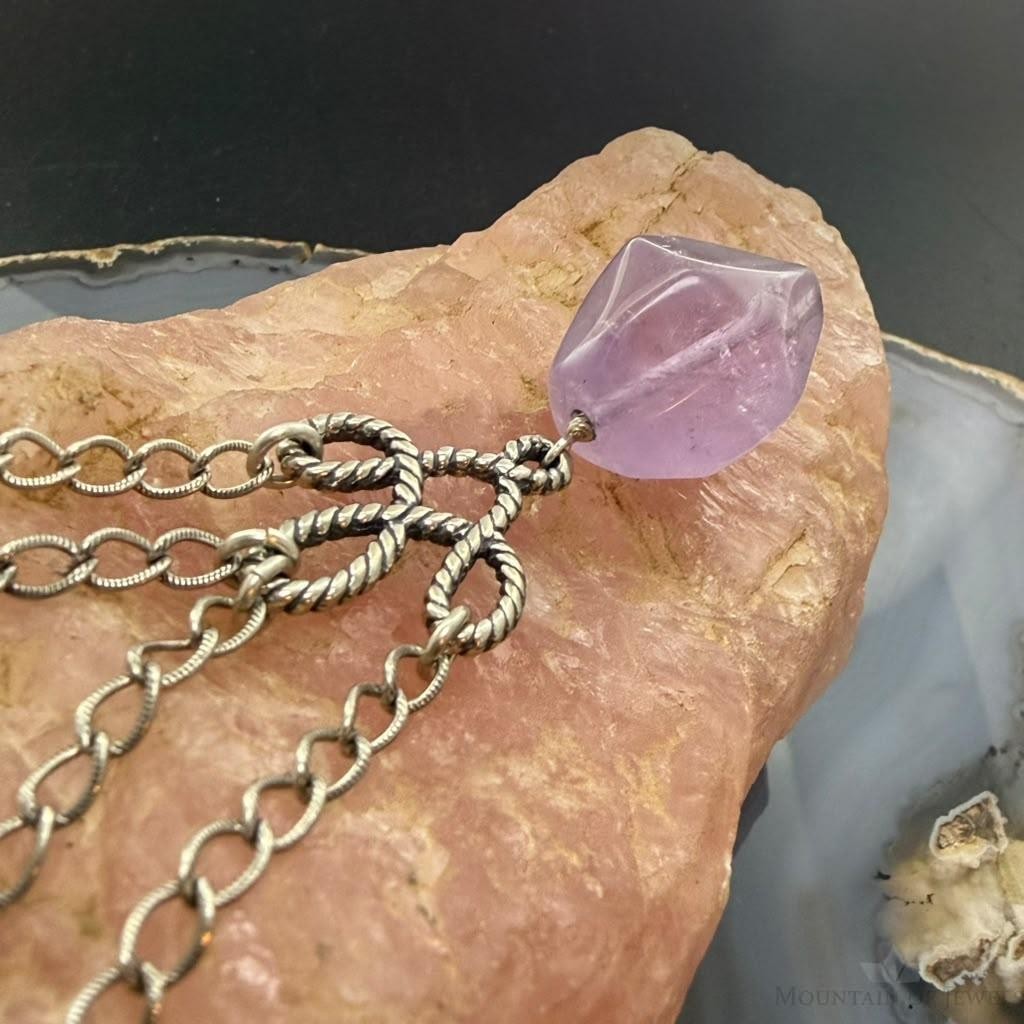 Carolyn Pollack Sterling silver Faceted Amethyst Twisted Rope Link Chain For Women