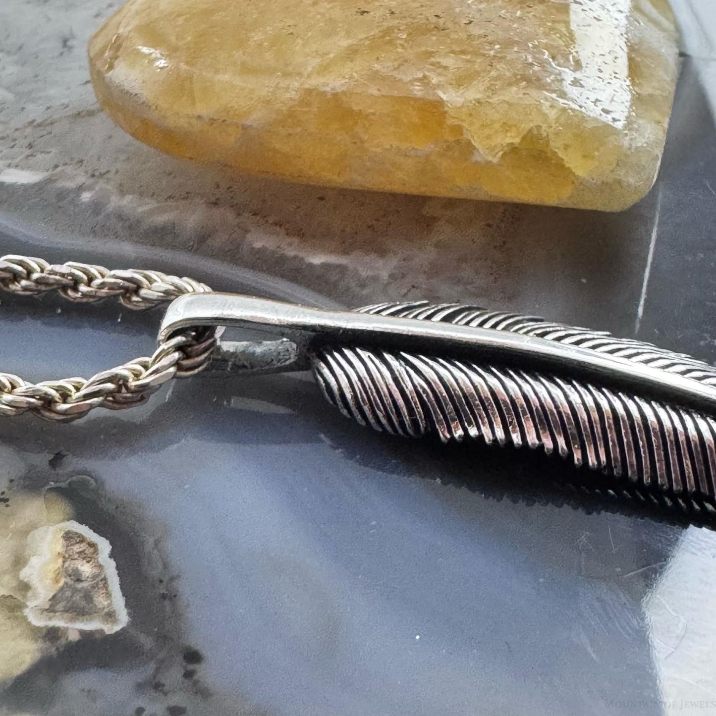 Sterling Silver Southwestern Style Unisex Feather Pendant
