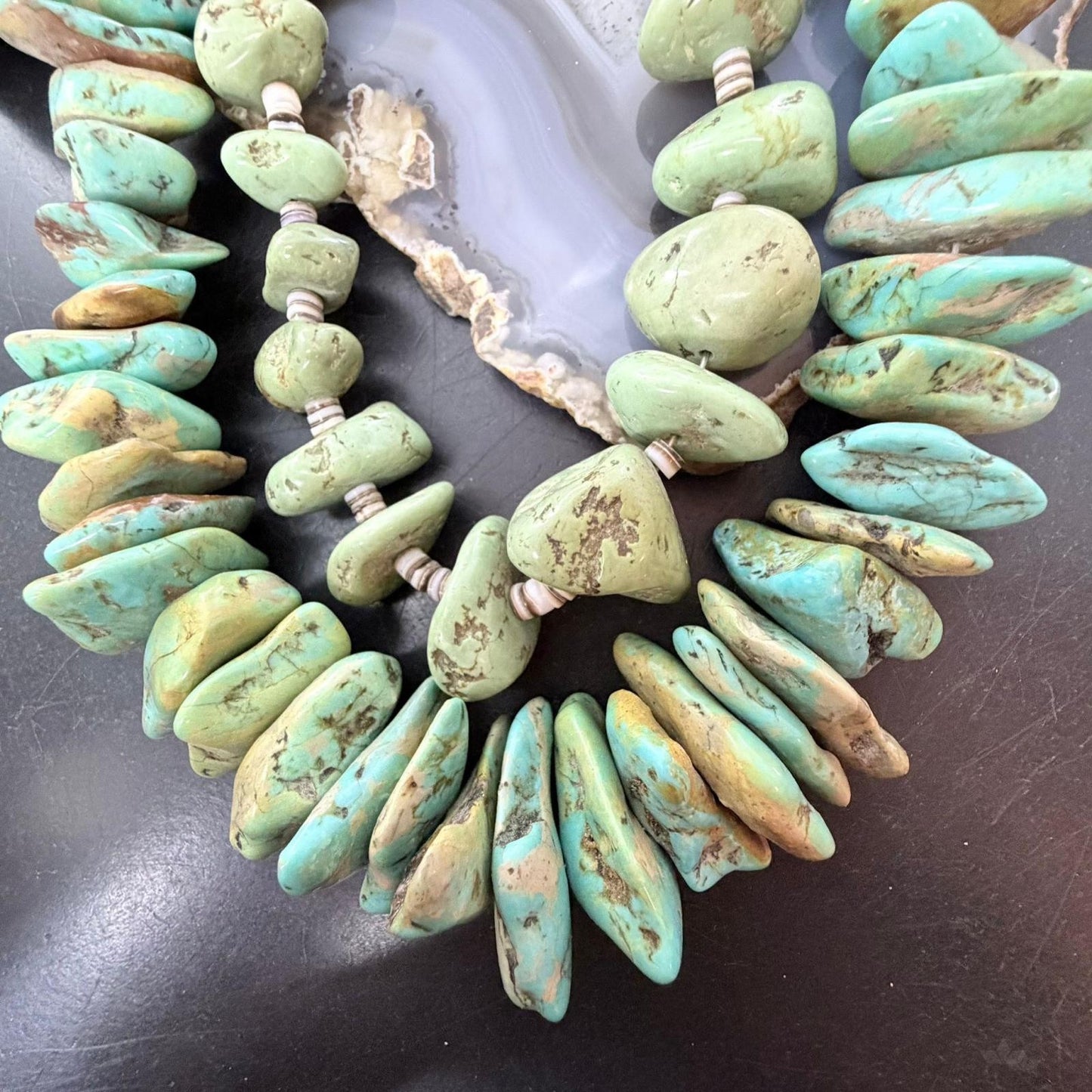 Vintage 2 Strands Chunky Natural Turquoise Stone Necklace For Women For Women