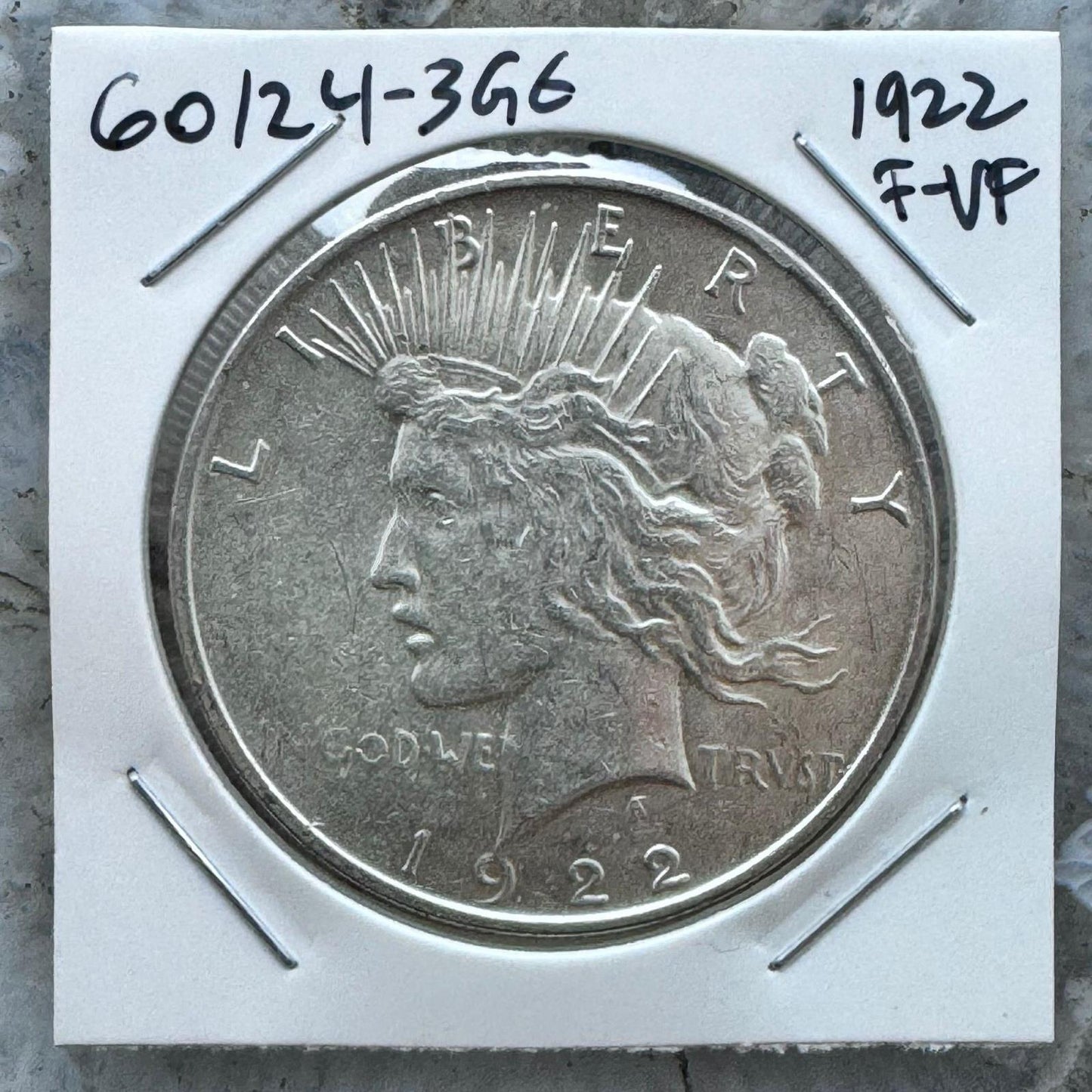 1922 90% US Peace Silver Dollar F-VF #60124-3GE