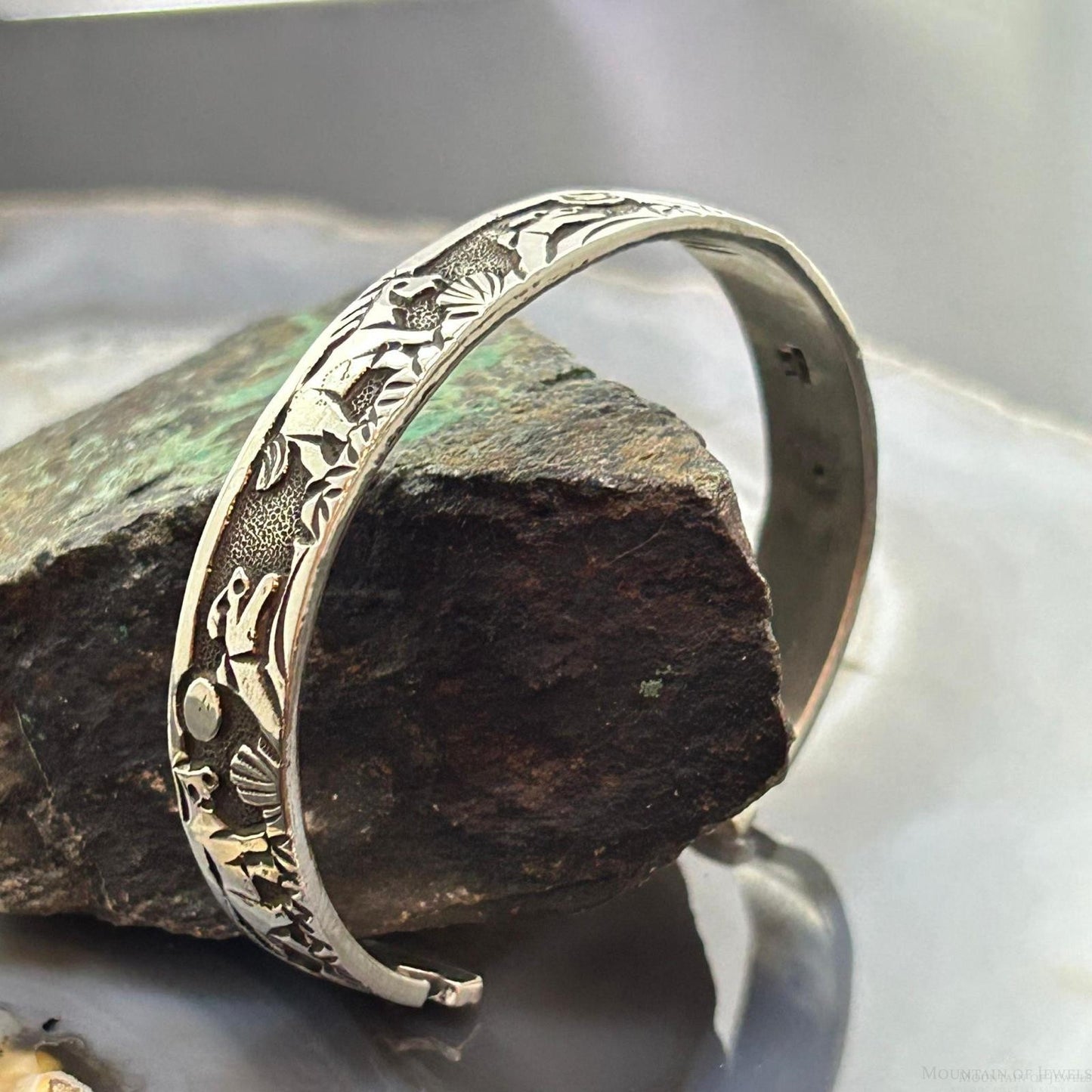 Lloyd Becenti Native American Sterling Silver Horses in The Wild Storyteller Bracelet