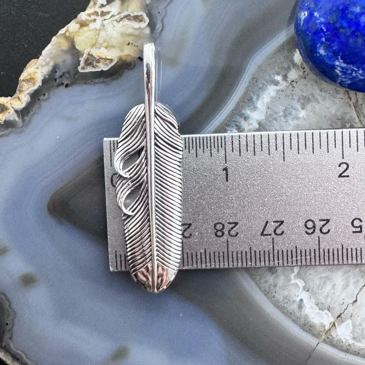 Sterling Silver Southwestern Style Long Unisex Feather Pendant