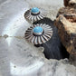 Native American Sterling Silver Sun Rays w/Turquoise Post Earrings For Women