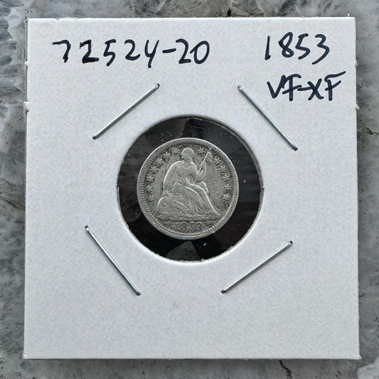 1853 US Seated Liberty .90 Silver Half Dime VF-XF #72524-2O