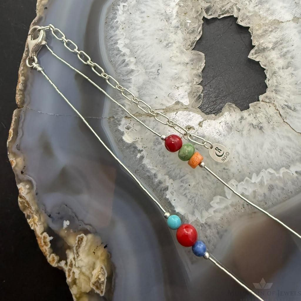 Carolyn Pollack Sterling Silver Liquid Silver & Beads 38" Necklace For Women