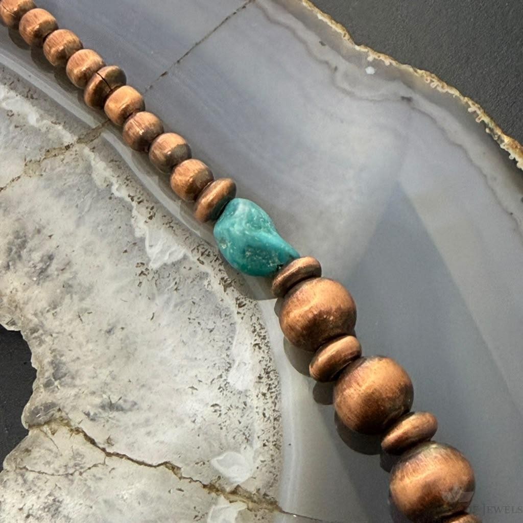 Southwestern Style Copper 4.5-14mm Navajo Pearl&Natural Hubei Turquoise Necklace For Women