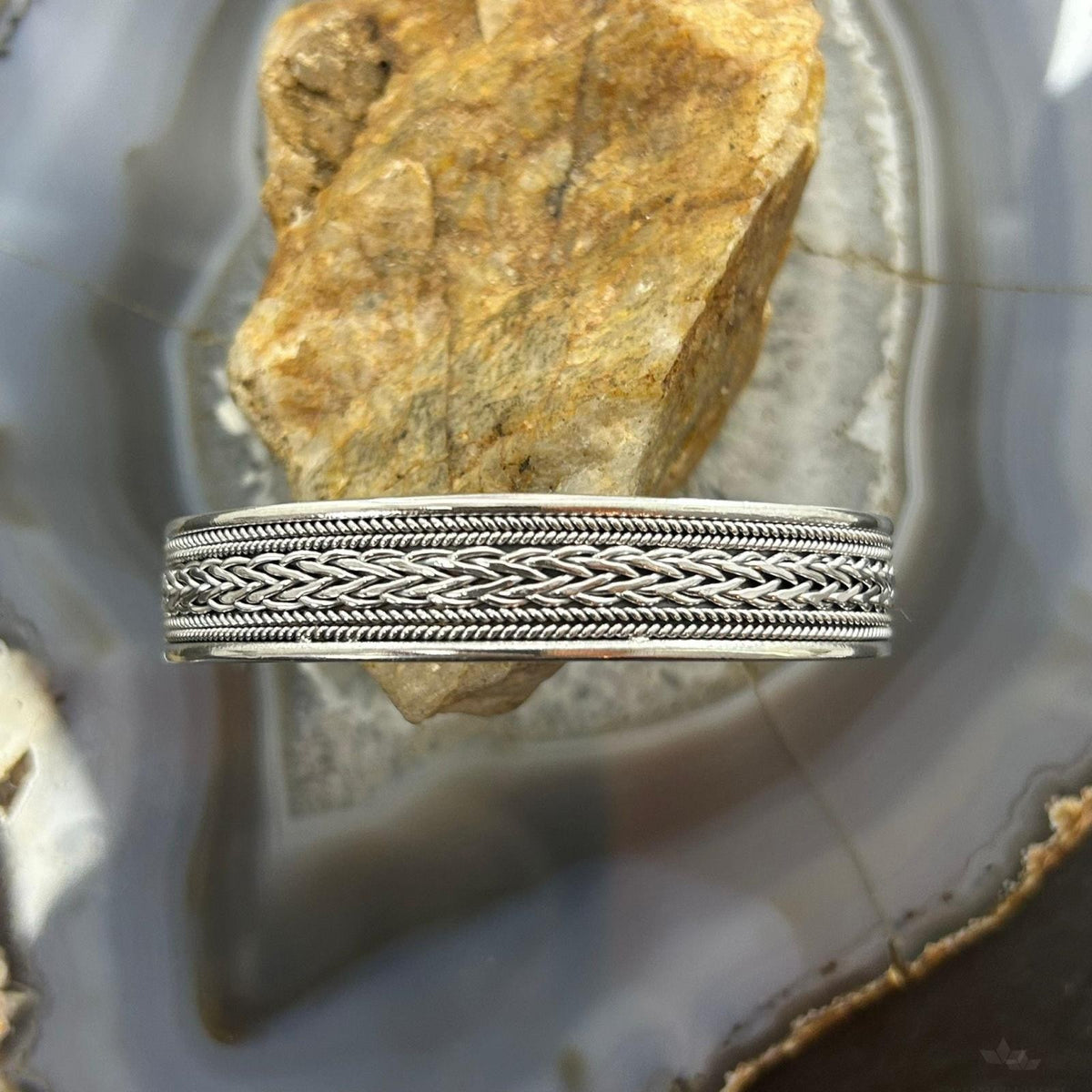 Sterling Silver Flexible & Adjutable Decorated Braided Fashion Bracelet For Women