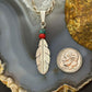 Anthony Gatewood Sterling Silver Turquoise & Coral Beads Feather Pendant For Women