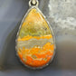 Sterling Southwestern Style Wide Teardrop Bumblebee Jasper Decorated Pendant