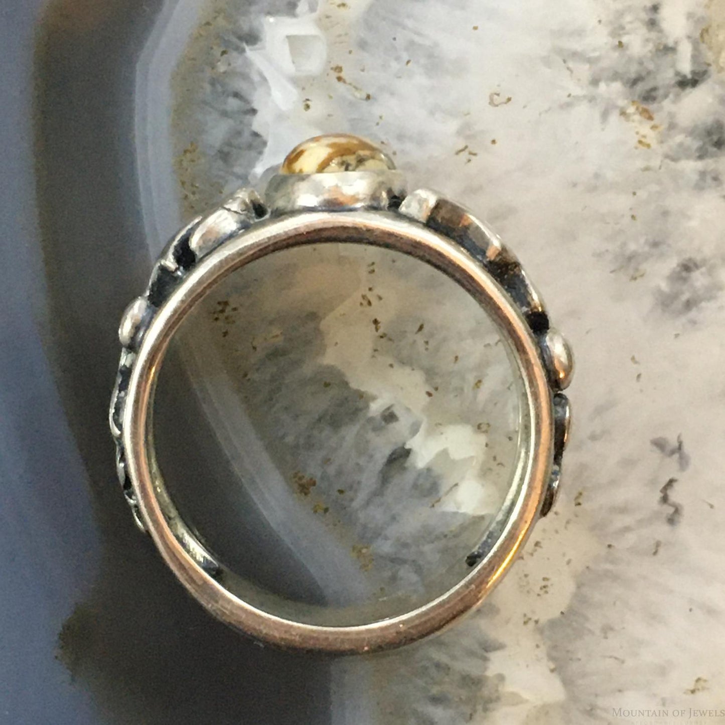 Jody Naranjo Vintage Southwestern Style Sterling Silver Picture Jasper Petroglyph Ring For Women #2