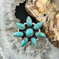 Sterling Silver Southwestern Style Mohave Turquoise Cluster Ring Size 7 For Women