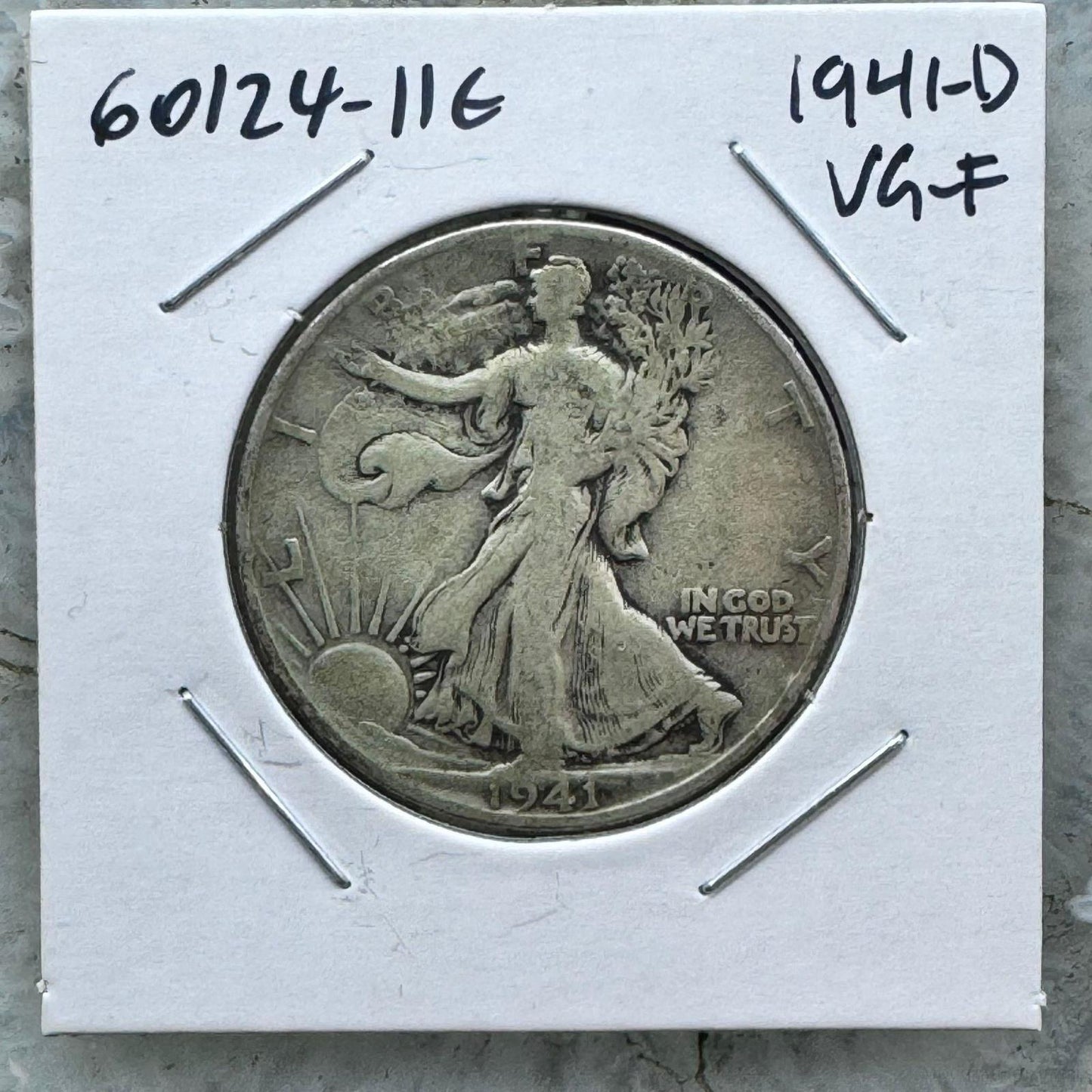 1941-D 90% Half Silver Dollar Walking Liberty VG-F #60124-11E