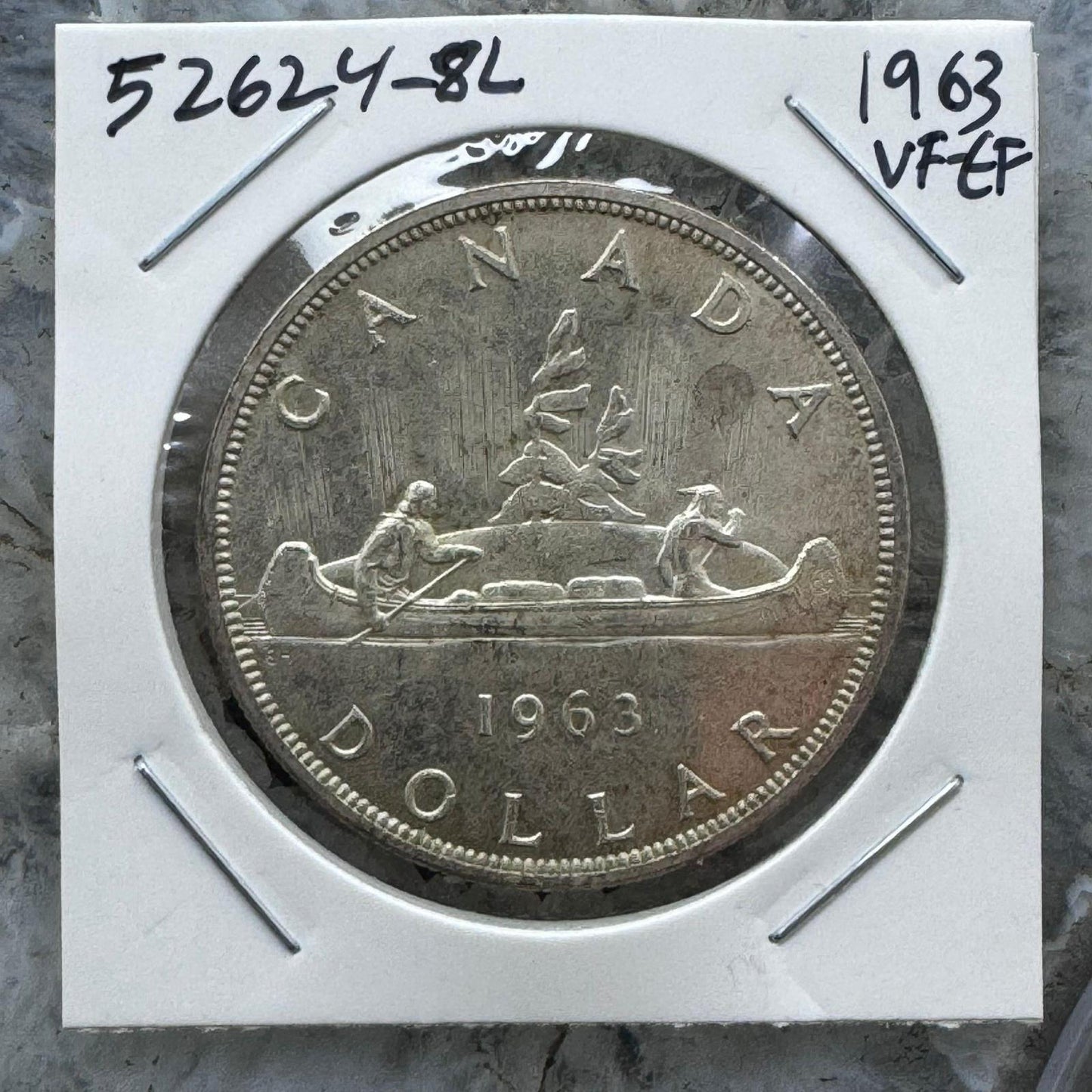 1963 Vintage Canada One Silver Dollar 0.6 Troy Ounce .800 VF-EF #52624-8L