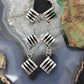 Leander Tahe Native American Sterling Silver 3 Square 3D Geometric Dangle Earrings For Women