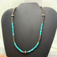 Southwestern Style 5-8.5mm Copper Navajo Pearl Round &Turquoise 18"-21" Necklace For Women