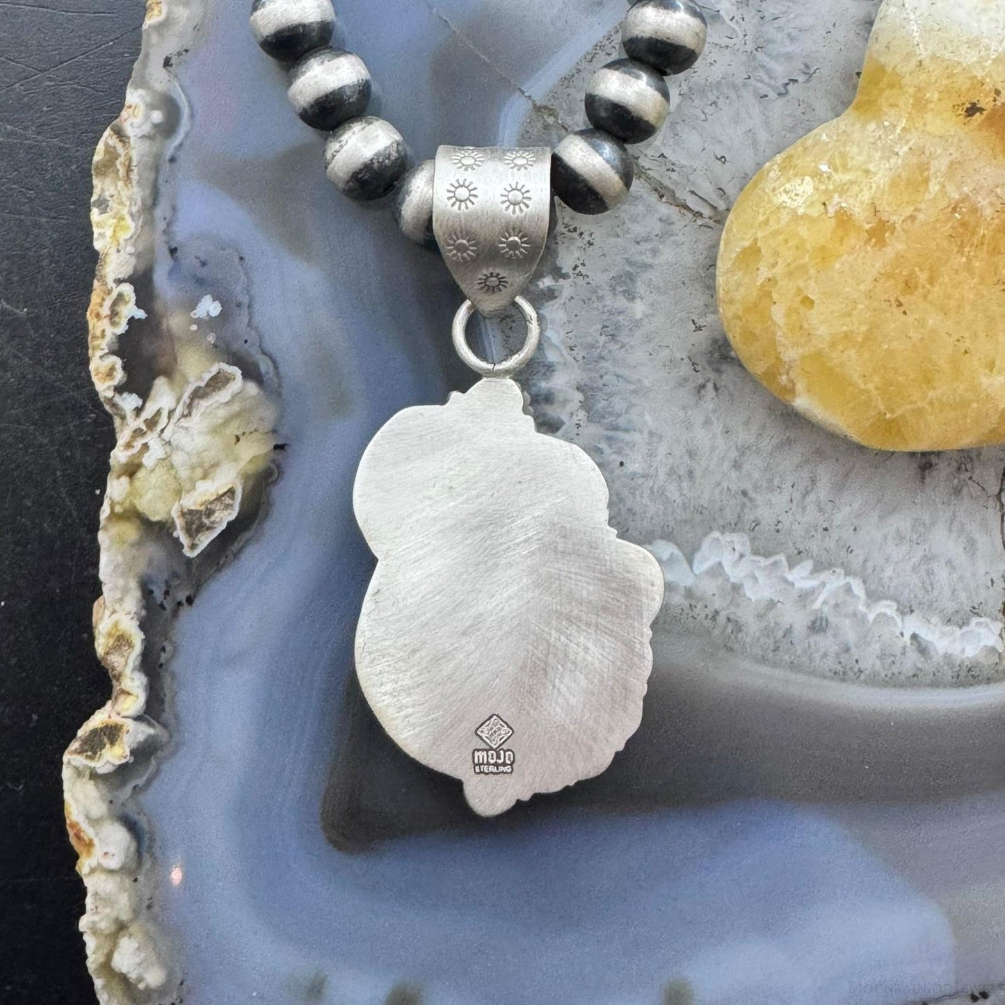 Sterling Silver Southwestern Style Teardrop Bumblebee Jasper Decorated Pendant For Women