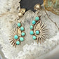 Vintage Native American Silver 6 Petitpoint Turquoise Dangle Earrings For Women