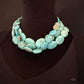 Vintage Native American Oval Turquoise Beads 3 Strands 14" Necklace For Women
