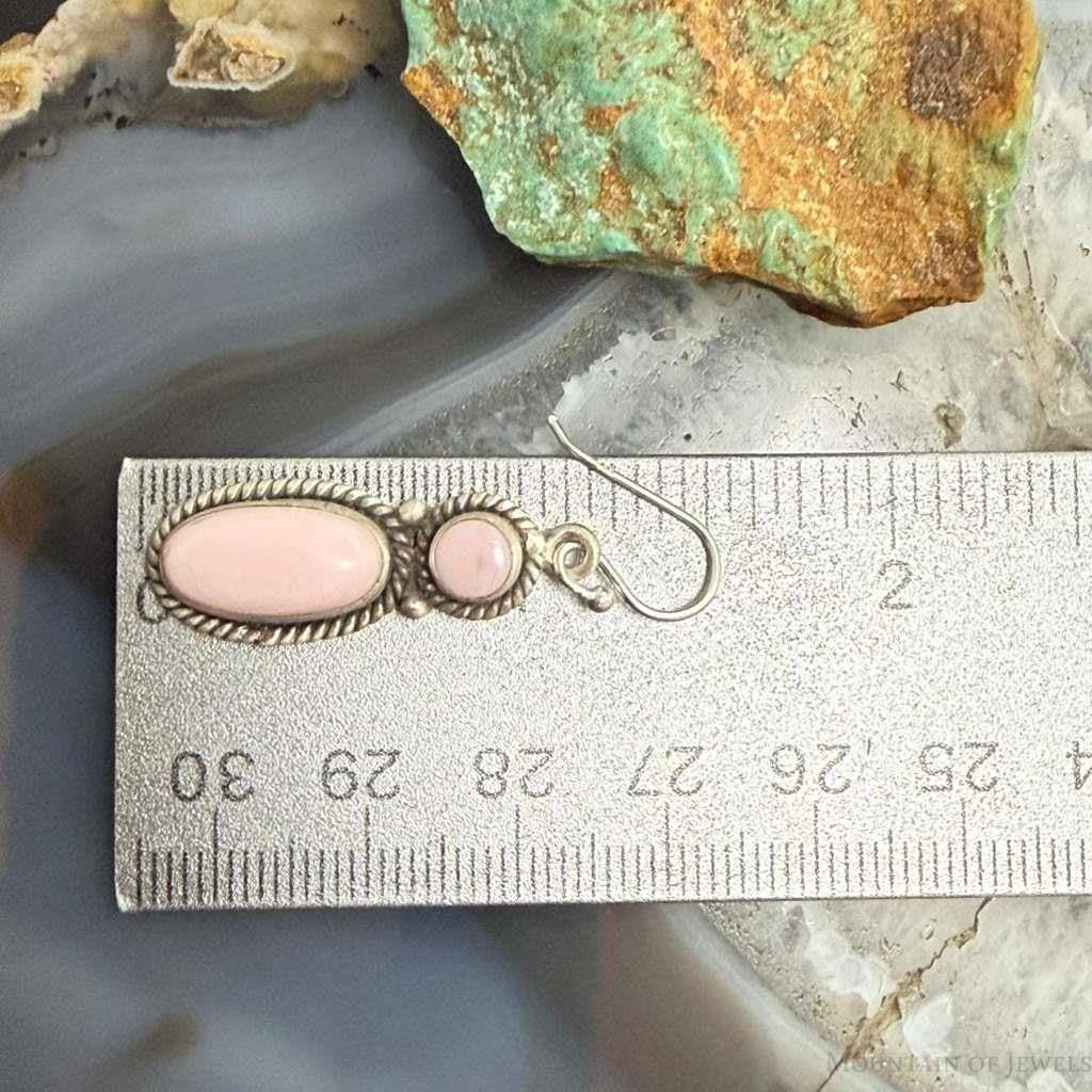 Sterling Silver Southwestern Style Pink Conch Dangle Earrings For Women